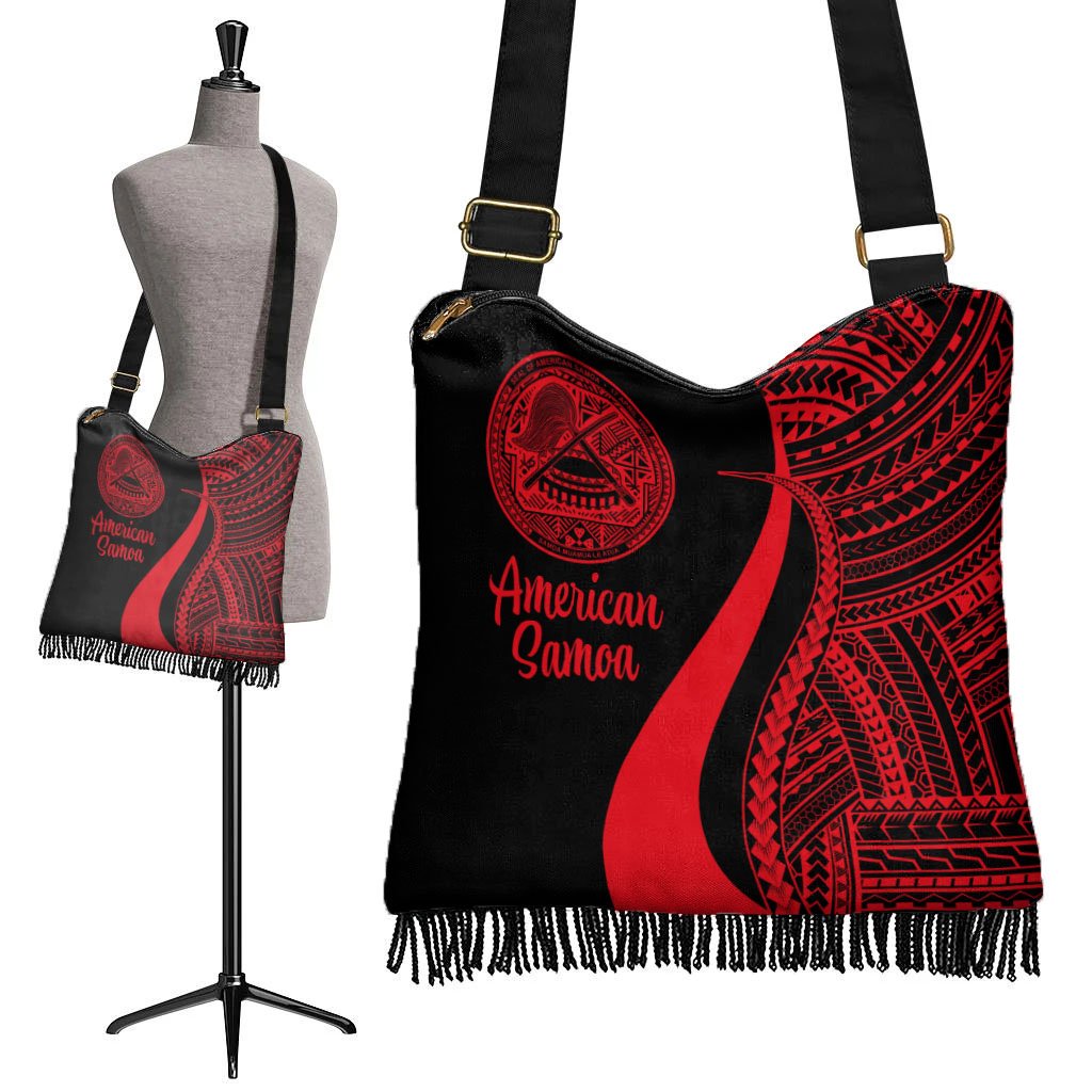 American Samoa Boho Handbag - Red Polynesian Tentacle Tribal Pattern - Polynesian Pride