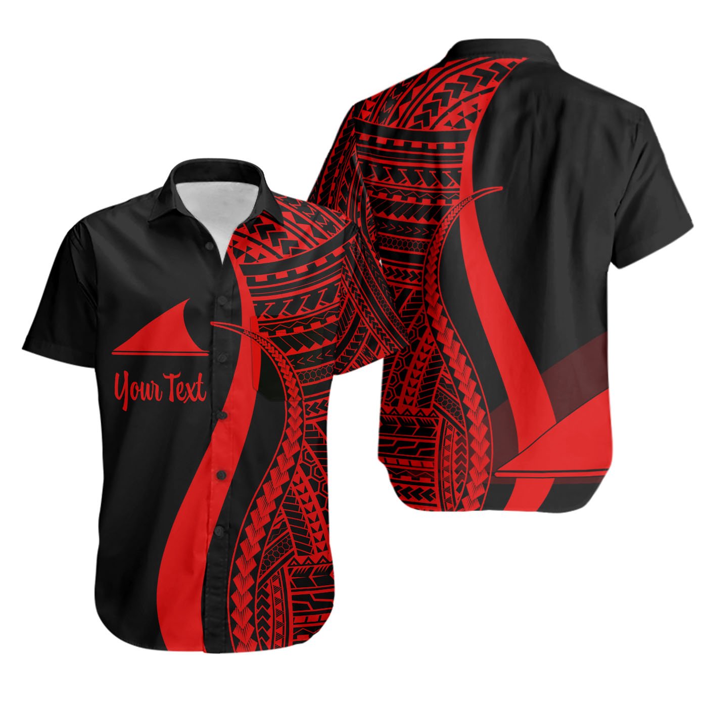 Tokelau Custom Personalised Short Sleeve Shirts - Red Polynesian Tentacle Tribal Pattern Unisex Red - Polynesian Pride