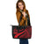 Vanuatu Large Leather Tote Bag - Red Polynesian Tentacle Tribal Pattern - Polynesian Pride