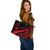 Guam Large Leather Tote Bag - Red Polynesian Tentacle Tribal Pattern - Polynesian Pride