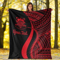 Tuvalu Custom Personalised Premium Blanket - Red Polynesian Tentacle Tribal Pattern - Polynesian Pride