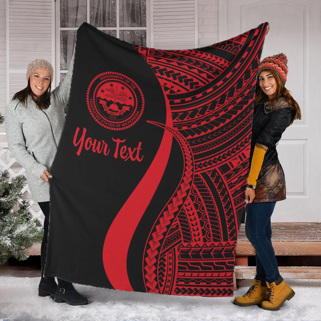 Federated States of Micronesia Custom Personalised Premium Blanket - Red Polynesian Tentacle Tribal Pattern White - Polynesian Pride