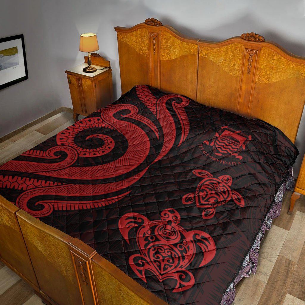 Tuvalu Premium Quilt - Red Tentacle Turtle - Polynesian Pride