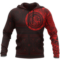 Hoodie Polynesian Tribal Lizard Tattoo Red Unisex Red - Polynesian Pride