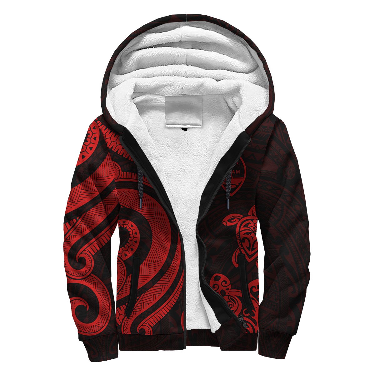 Guam Sherpa Hoodie - Red Tentacle Turtle Red - Polynesian Pride