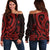 Marshall Islands Women's Off Shoulder Sweater - Red Tentacle Turtle Red - Polynesian Pride