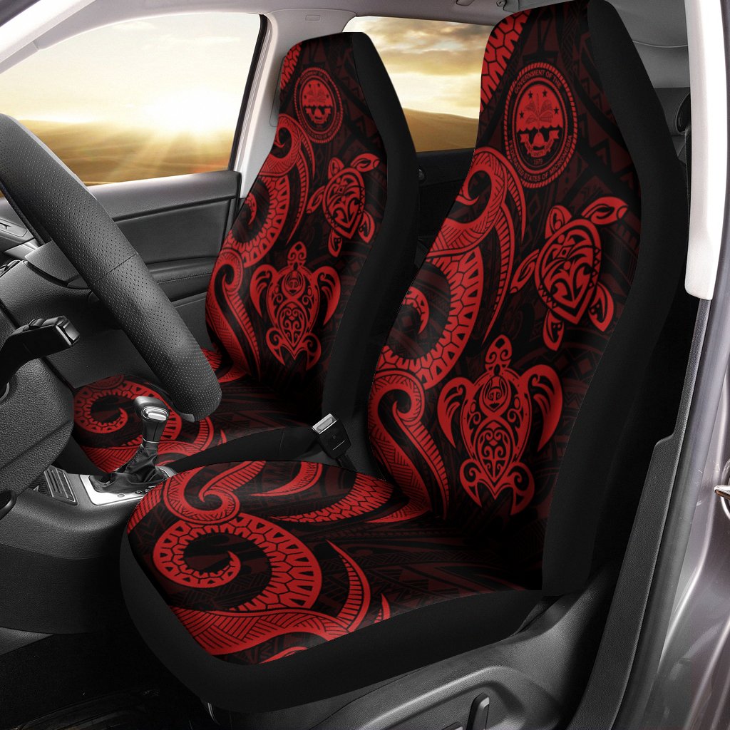 Federated States of Micronesia Car Seat Covers - Red Tentacle Turtle Universal Fit Red - Polynesian Pride