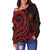 Federated States of Micronesia Women's Off Shoulder Sweater - Red Tentacle Turtle - Polynesian Pride