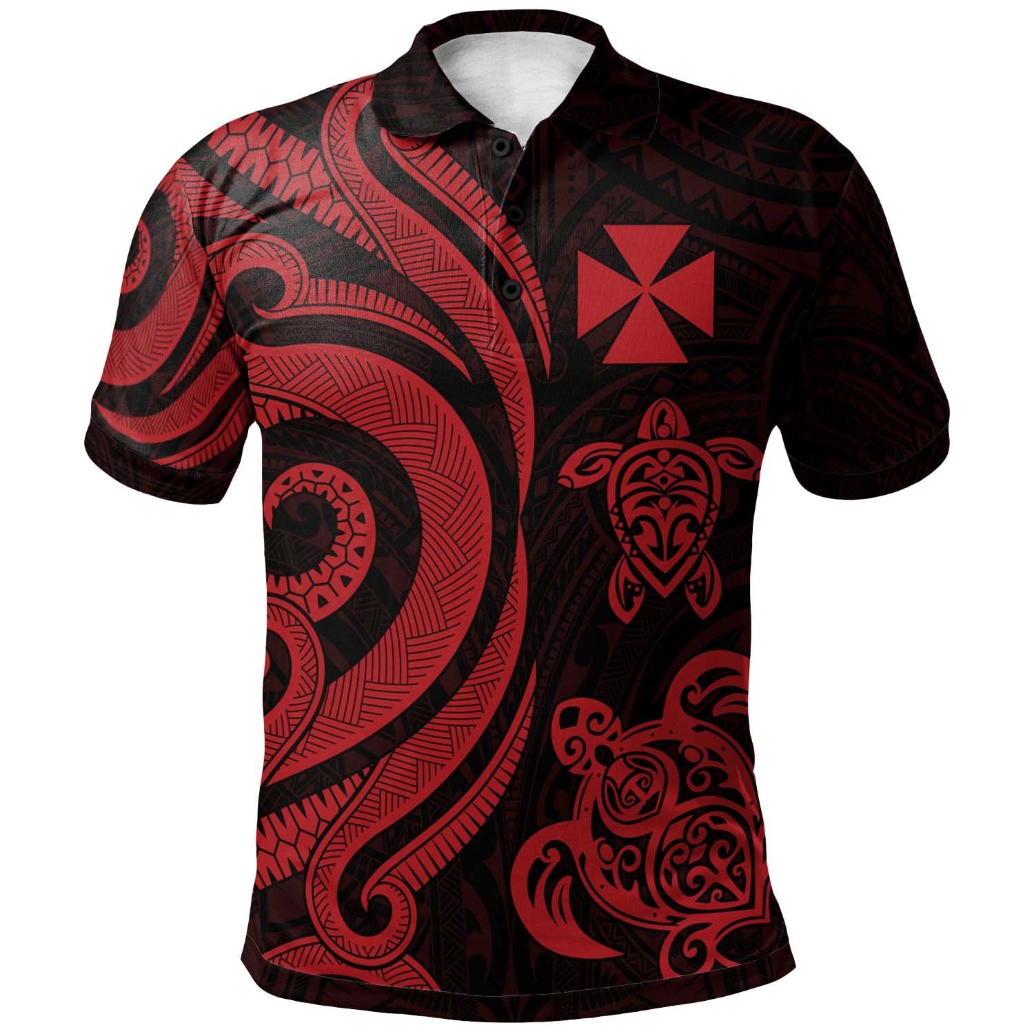 Wallis and Futuna Polo Shirt Red Tentacle Turtle Unisex Red - Polynesian Pride