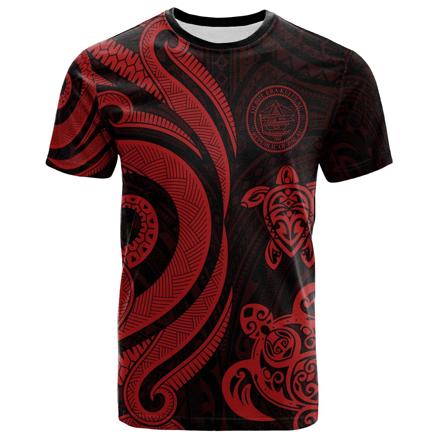 Palau T Shirt Red Tentacle Turlte Unisex Red - Polynesian Pride