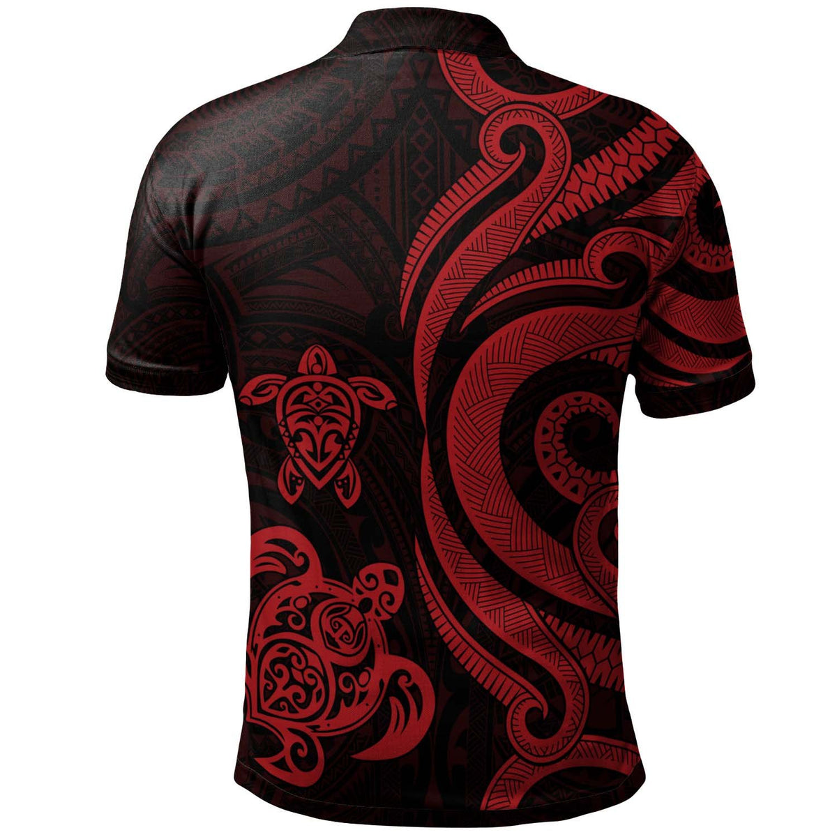 Wallis and Futuna Polo Shirt Red Tentacle Turtle - Polynesian Pride