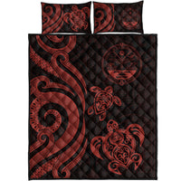Marshall Islands Quilt Bed Set - Red Tentacle Turtle Crest - Polynesian Pride