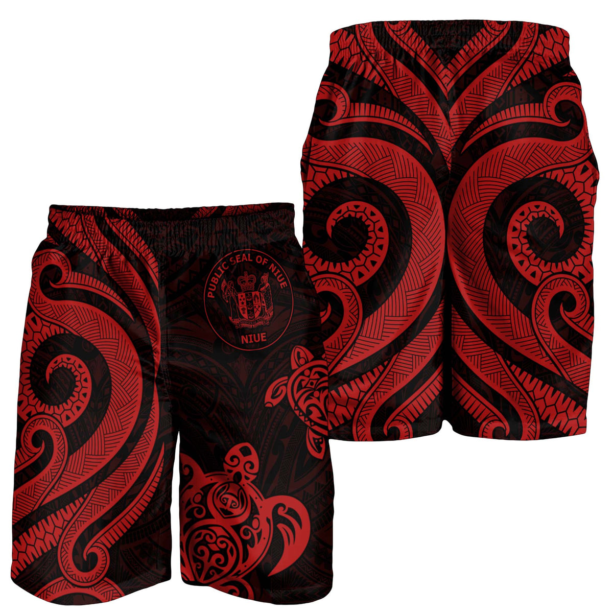 Niue Men's Short - Red Tentacle Turtle - Polynesian Pride