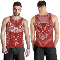 Hawaiian Kanaka Map Football Jersey Men's Tank Top - Red And White - Roger Style - AH Red - Polynesian Pride