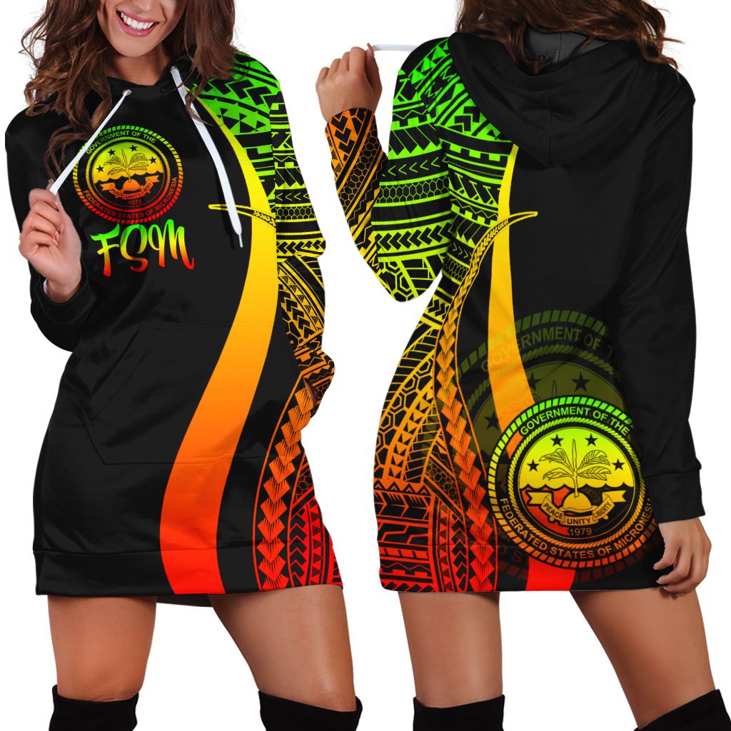 Federated States of Micronesia Women's Hoodie Dress - Reggae Polynesian Tentacle Tribal Pattern Reggae - Polynesian Pride