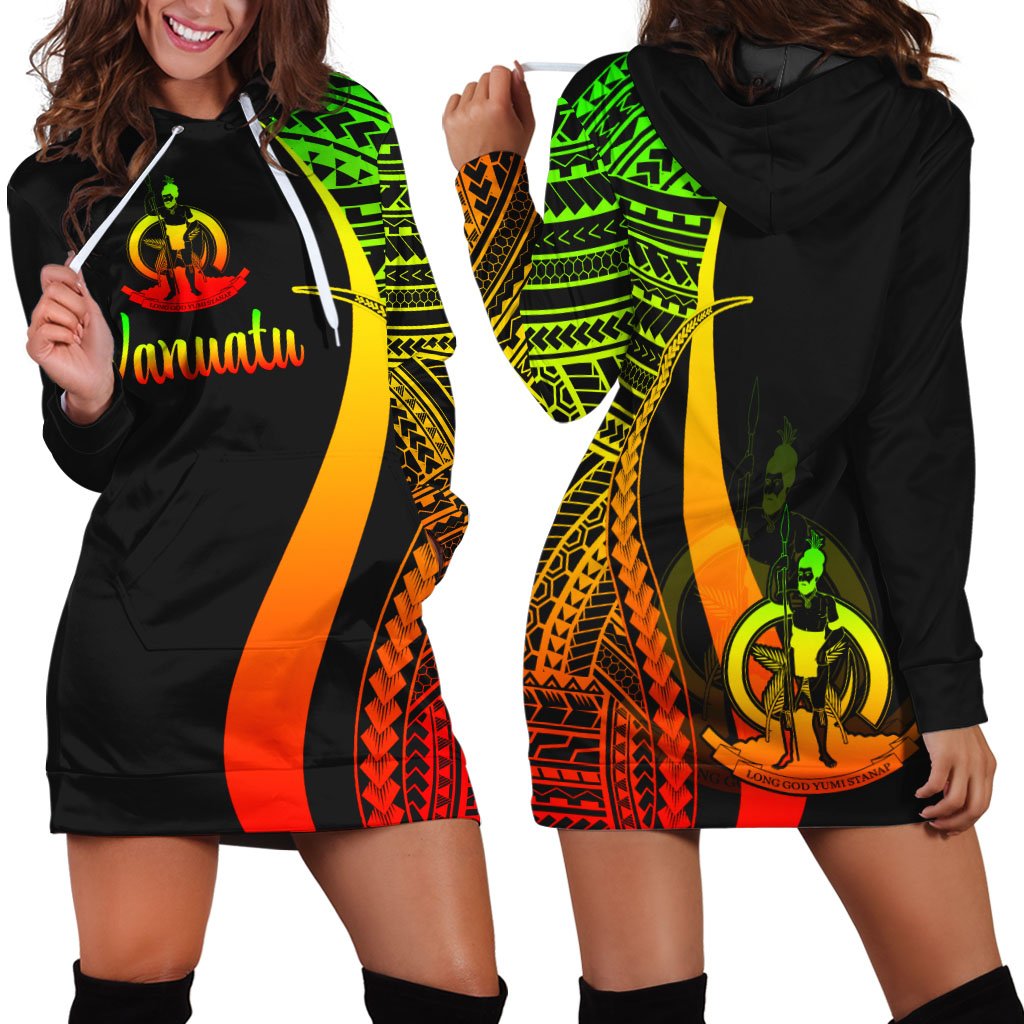 Vanuatu Women's Hoodie Dress - Reggae Polynesian Tentacle Tribal Pattern Reggae - Polynesian Pride