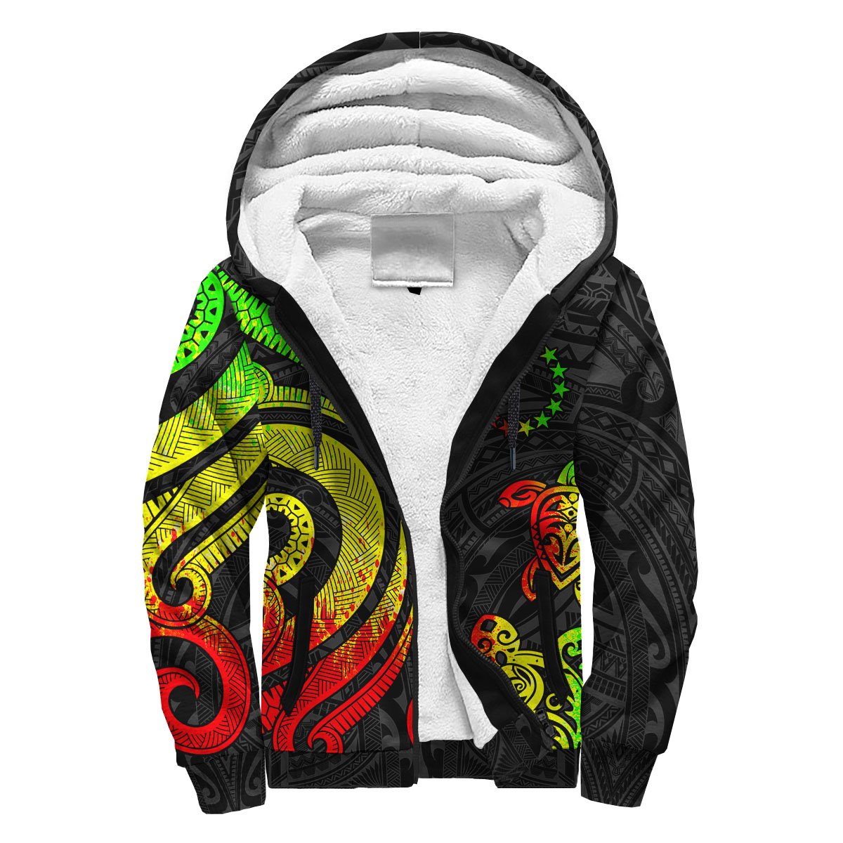 Cook Islands Sherpa Hoodie - Reggae Tentacle Turtle Reggae - Polynesian Pride