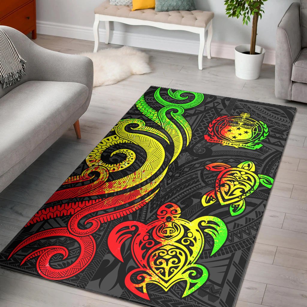 Samoa Area Rug - Reggae Tentacle Turtle Reggae - Polynesian Pride