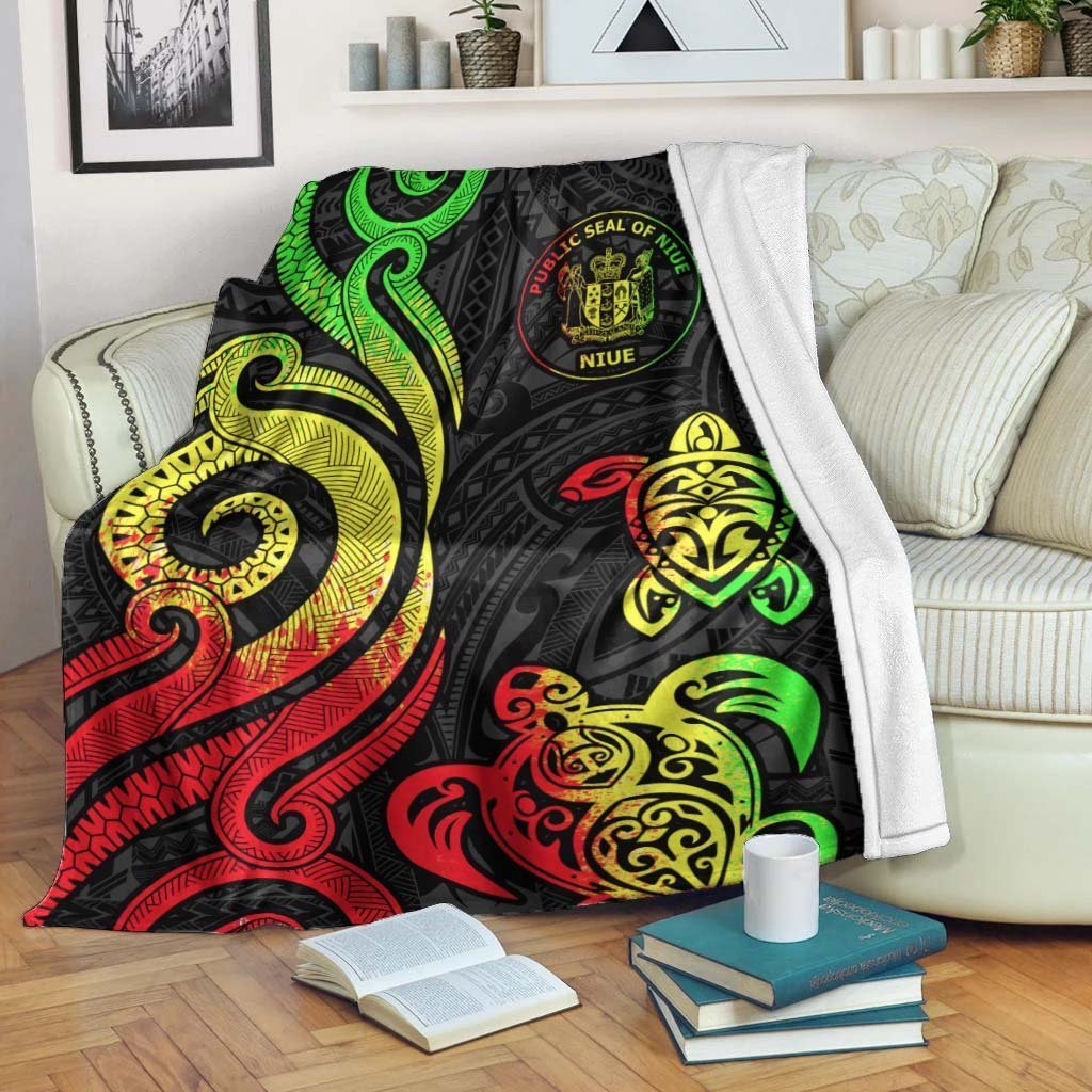 Niue Premium Blanket - Reggae Tentacle Turtle White - Polynesian Pride