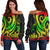 Marshall Islands Women's Off Shoulder Sweater - Reggae Tentacle Turtle Crest Art - Polynesian Pride