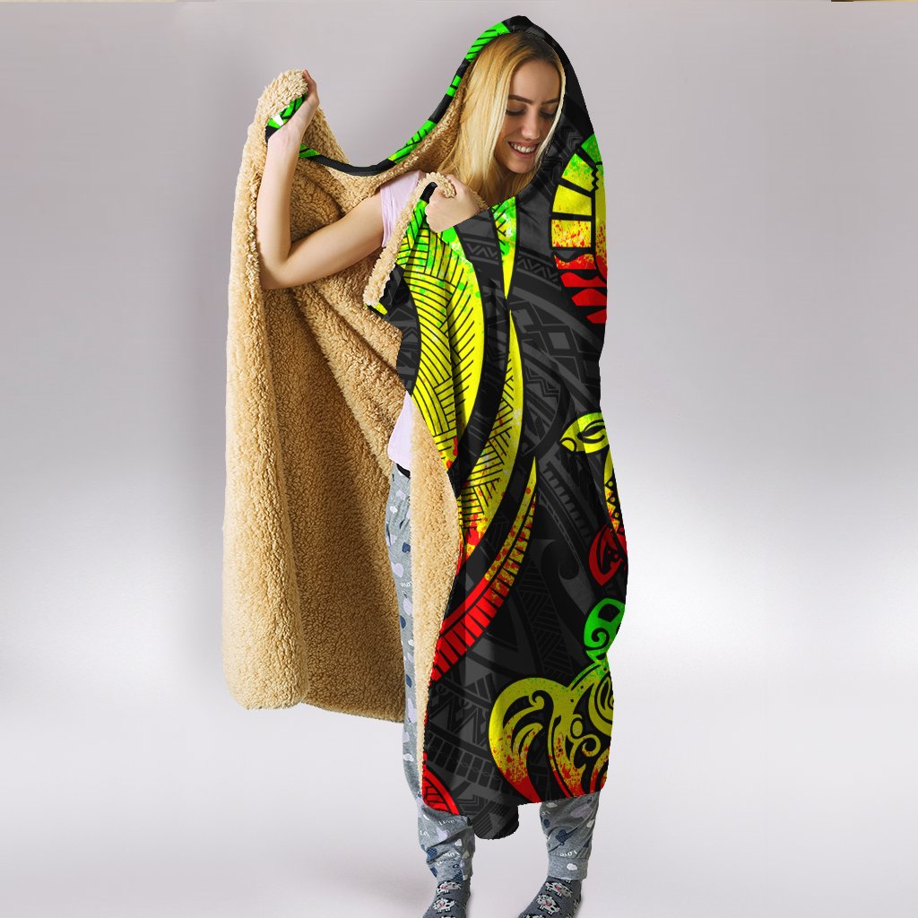 Tahiti Hooded Blanket - Reggae Tentacle Turtle - Polynesian Pride