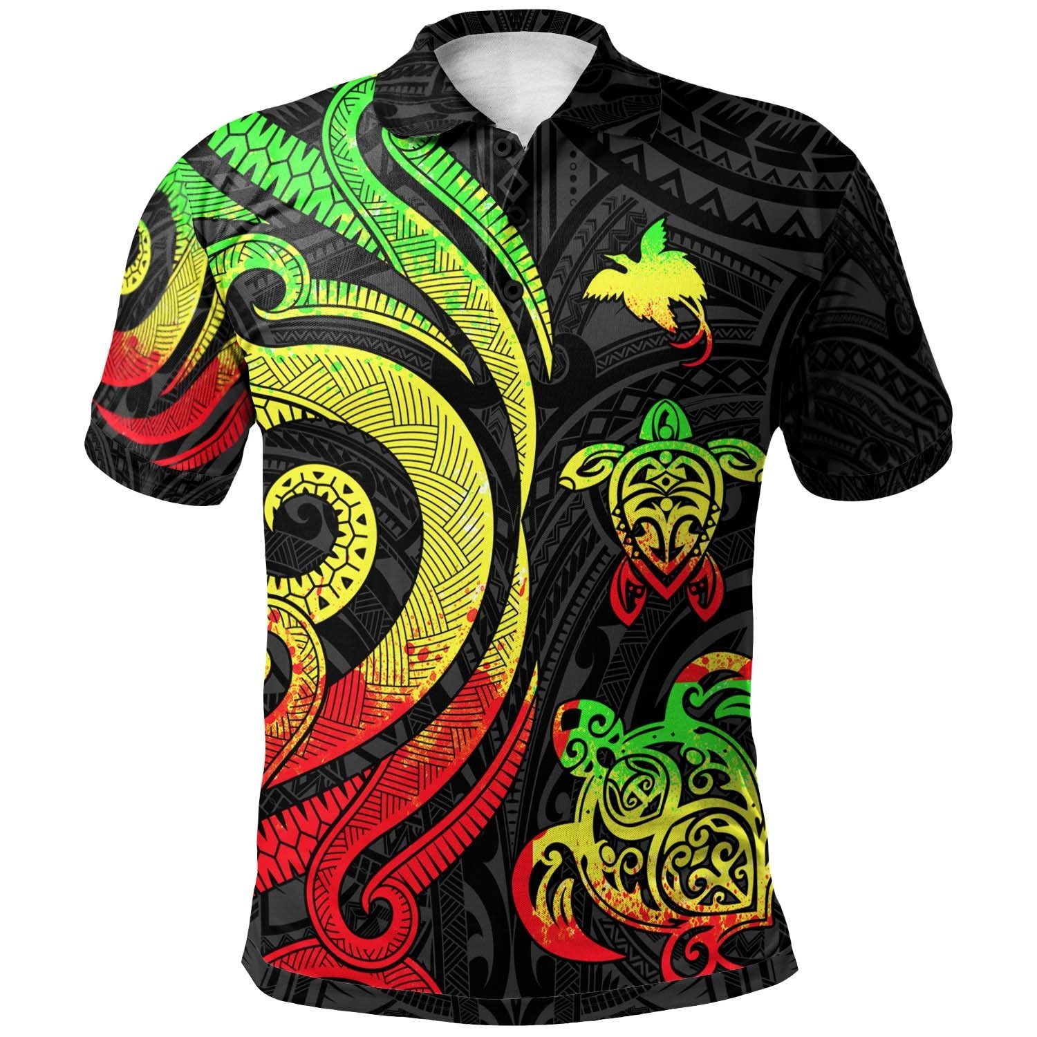 Papua New Guinea Polo Shirt Reggae Tentacle Turtle Unisex Reggae - Polynesian Pride