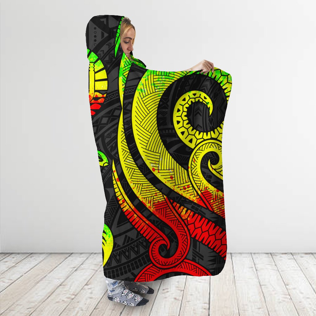 Tahiti Hooded Blanket - Reggae Tentacle Turtle - Polynesian Pride
