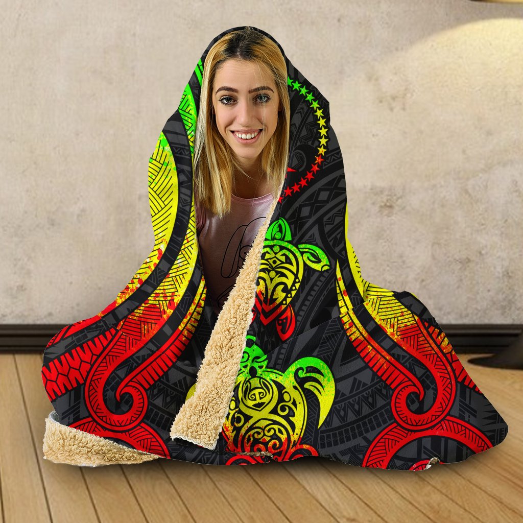 Chuuk Hooded Blanket - Reggae Tentacle Turtle - Polynesian Pride
