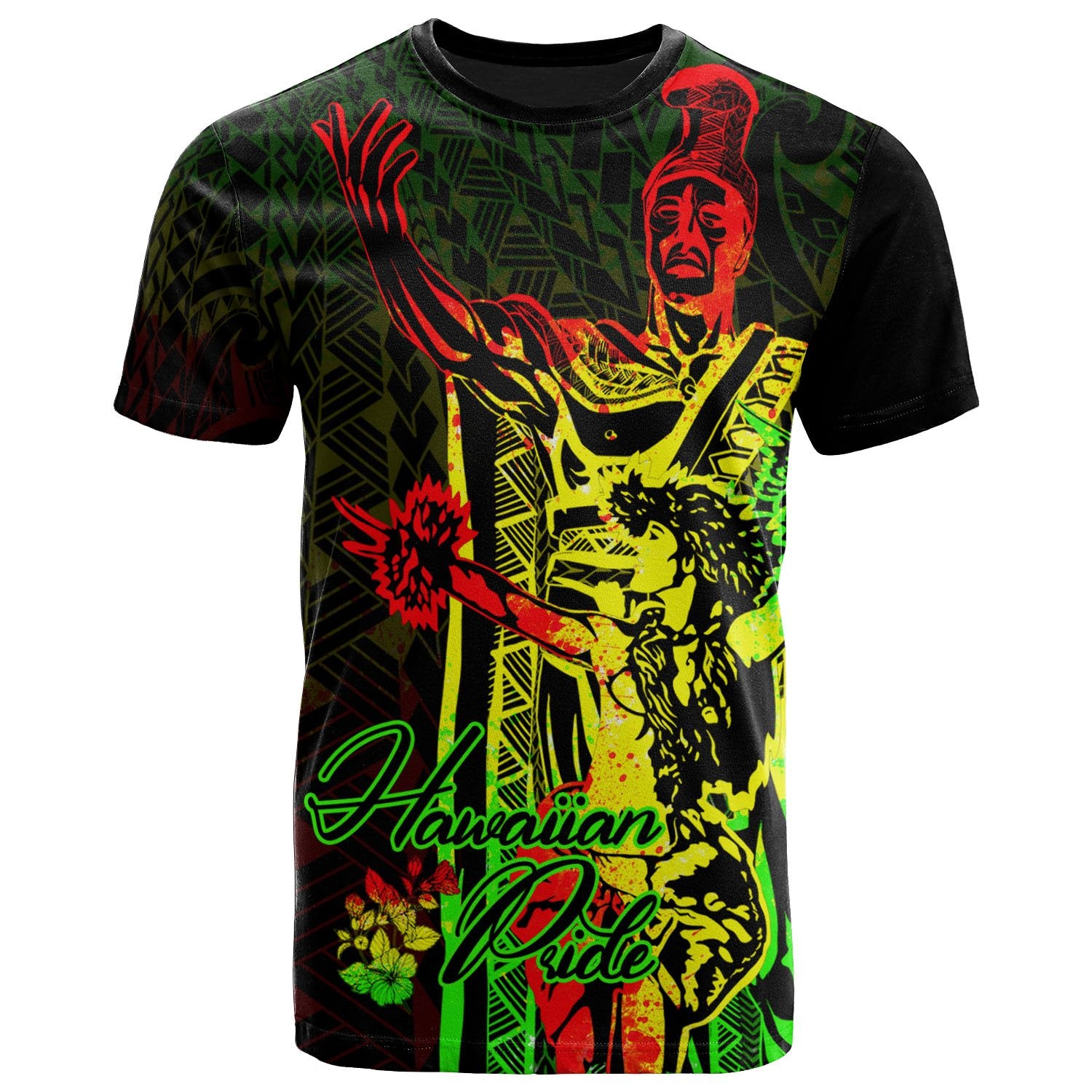 Hawaii T Shirt King of Hawaii With Hawaiian Girls Reggae Version Unisex Black - Polynesian Pride