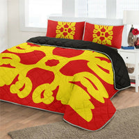 Hawaiian Royal Pattern Quilt Bed Set - Royal - M1 Style - AH - Polynesian Pride