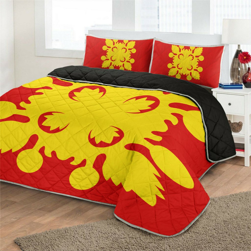Hawaiian Royal Pattern Quilt Bed Set - Royal - D2 Style - AH - Polynesian Pride