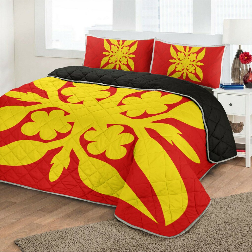 Hawaiian Royal Pattern Quilt Bed Set - Royal - G1 Style - AH - Polynesian Pride