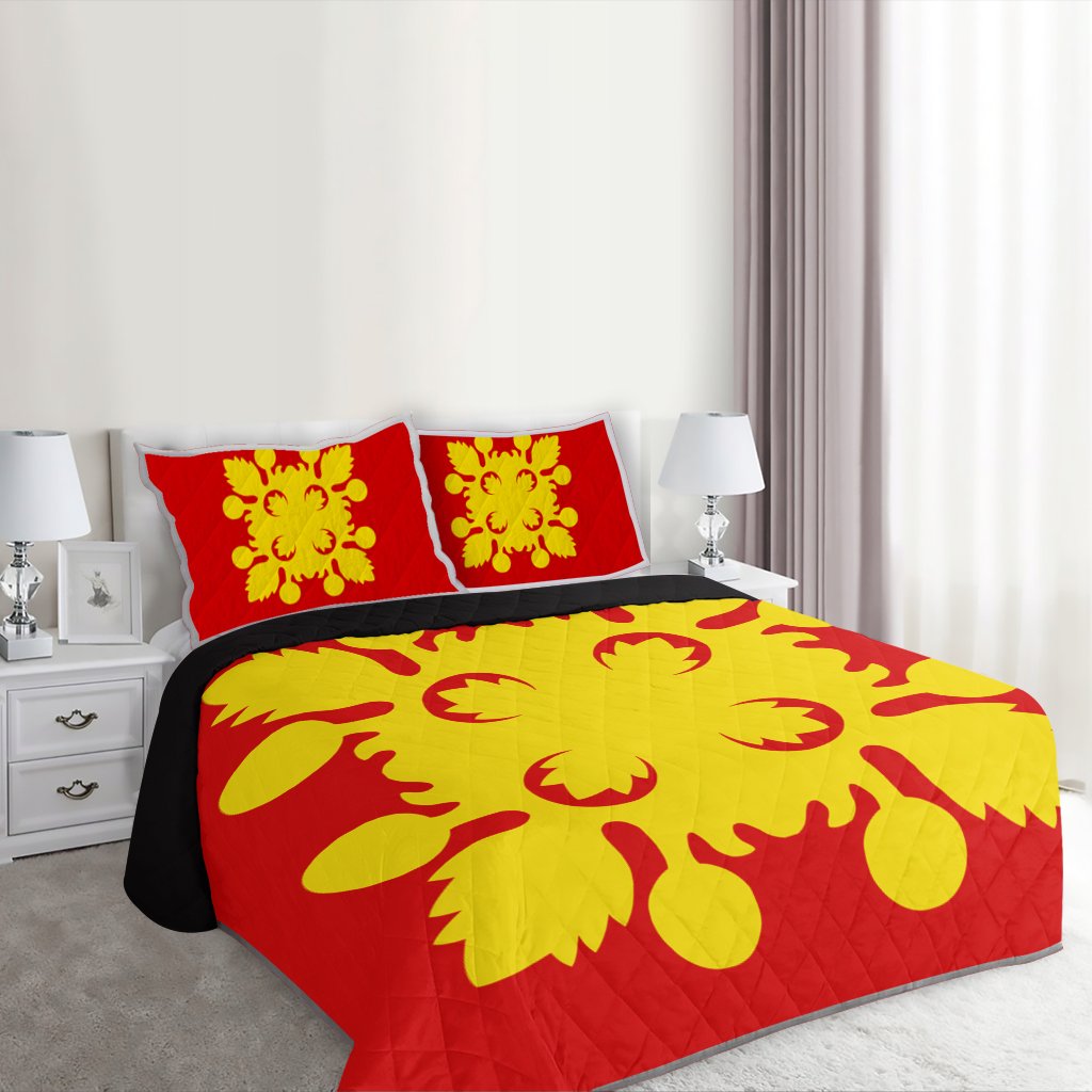 Hawaiian Royal Pattern Quilt Bed Set - Royal - D2 Style - AH - Polynesian Pride
