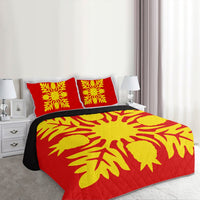 Hawaiian Royal Pattern Quilt Bed Set - Royal - N1 Style - AH - Polynesian Pride