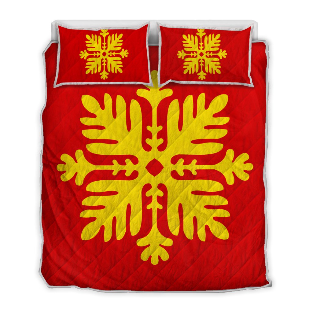 Hawaiian Royal Pattern Quilt Bed Set - Royal - H2 Style - AH Art - Polynesian Pride