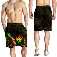 Wallis and Futuna Polynesian Men's Shorts - Turtle With Blooming Hibiscus Reggae - Polynesian Pride