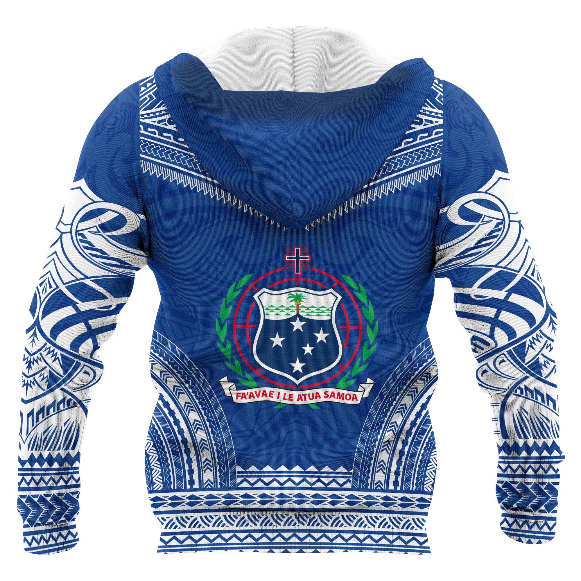 Samoa Polynesian Chief Custom Hoodie Flag Version Unisex Blue - Polynesian Pride