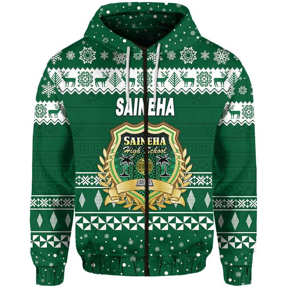 Custom Saineha High School Christmas Zip Hoodie Simple Style LT8 - Polynesian Pride