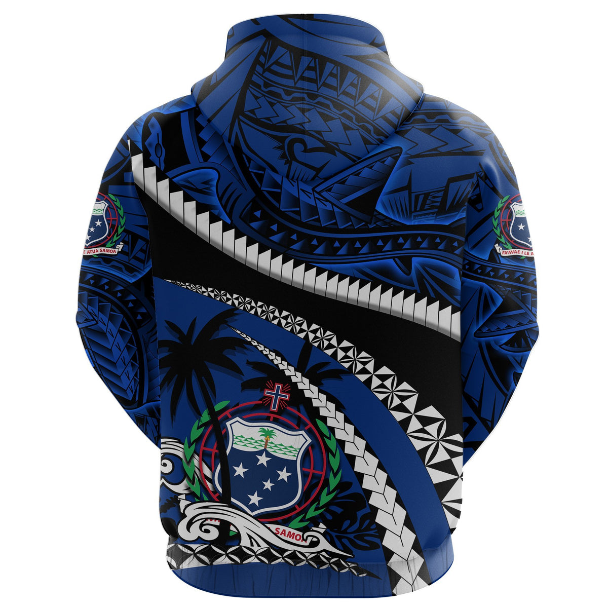 Samoa Zip Hoodie Polynesian Shark Tattoo - Polynesian Pride