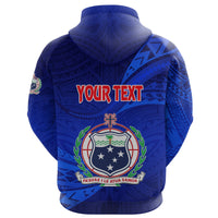 Custom Manu Samoa Rugby Zip Hoodie Unique Version Full Blue - Polynesian Pride
