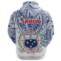 Manu Samoa Rugby Zip Hoodie Simple Style White - Polynesian Pride