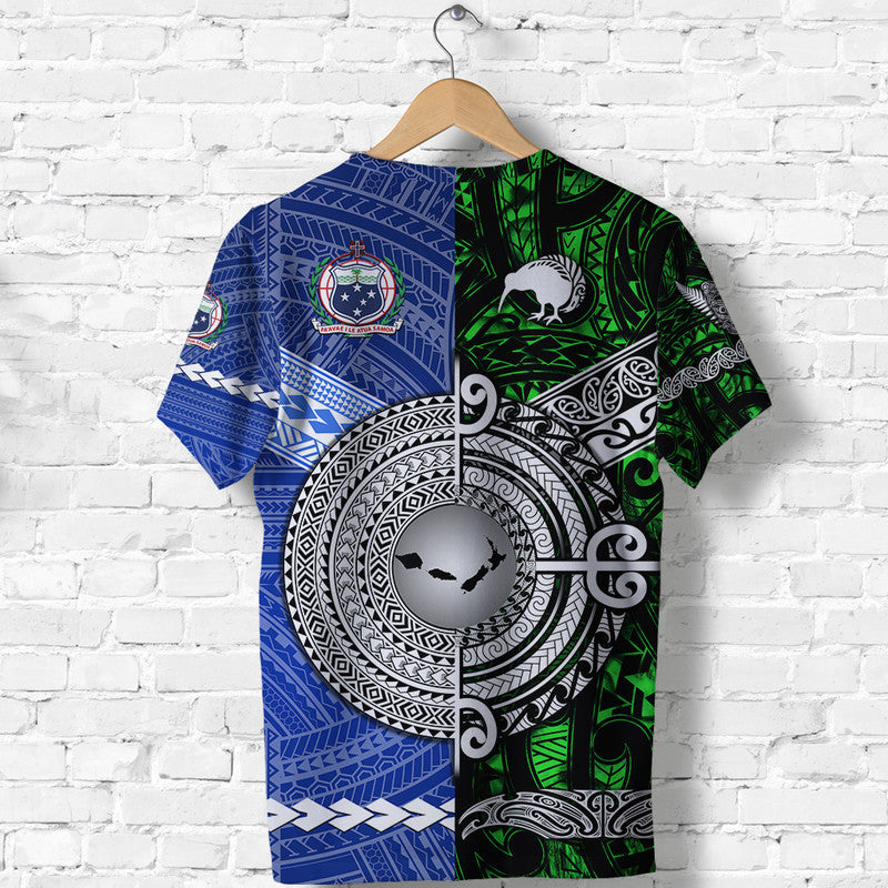 Samoa And New Zealand T Shirt Together Green LT8 - Polynesian Pride