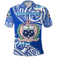 Custom Manu Samoa Rugby Polo Shirt Unique Vibes Coat Of Arms White - Polynesian Pride