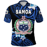 Custom Manu Samoa Rugby Polo Shirt Unique Vibes Coat Of Arms Blue, Custom Text and Number - Polynesian Pride