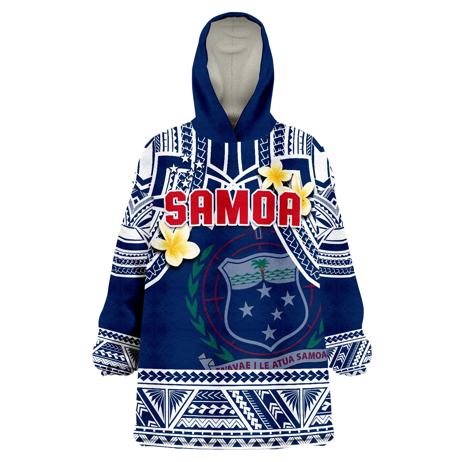 Samoa Samoan Plumeria Flowers Mix Polynesian Pattern Wearable Blanket Hoodie LT14 Unisex One Size - Polynesian Pride