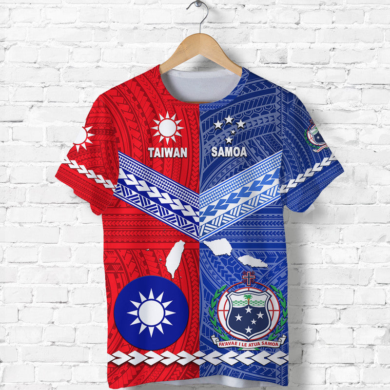 Custom Taiwanese and Samoan Polynesian T Shirt Together LT8 - Polynesian Pride