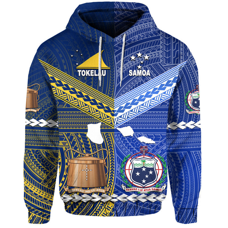 Samoa and Tokelau Hoodie Together LT8 Blue - Polynesian Pride