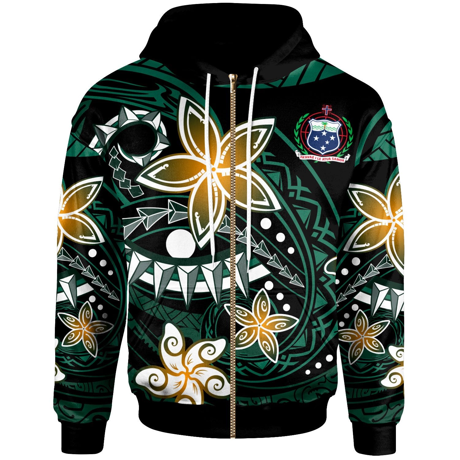 Samoa Zip Hoodie Spring Style Black Color Unisex Black - Polynesian Pride