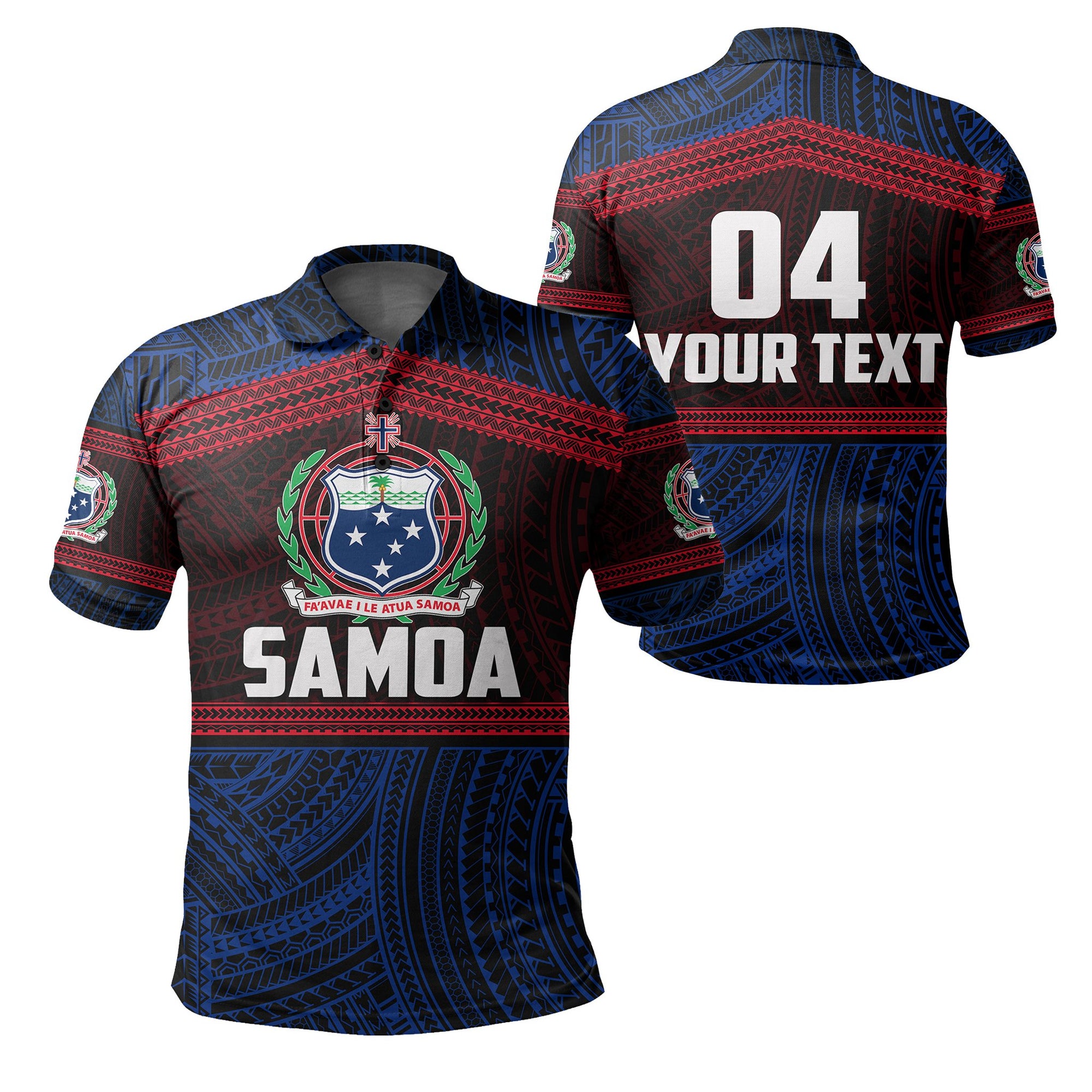 Custom Samoa Rugby Polynesian Patterns Polo Shirt Blue Unisex Blue - Polynesian Pride