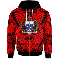 Samoa Zip Hoodie Classic Vignette Style Unisex Red - Polynesian Pride
